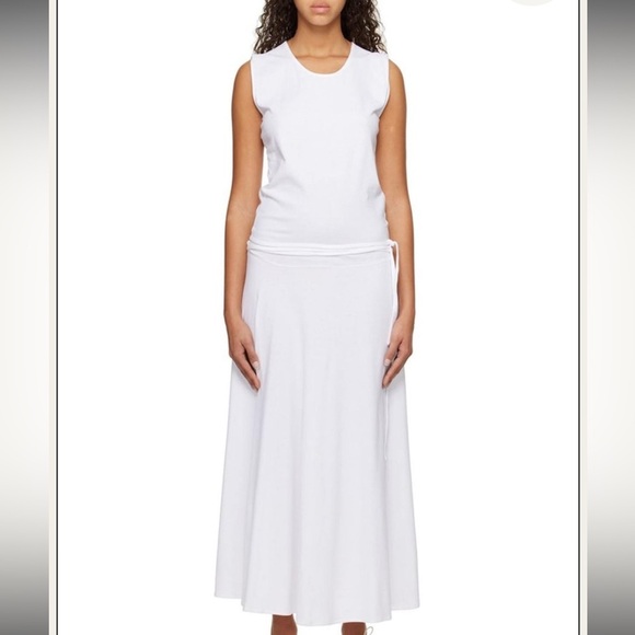 Lemaire Belted Midi Dress White Size Small 100% Cotton - Picture 1 of 12